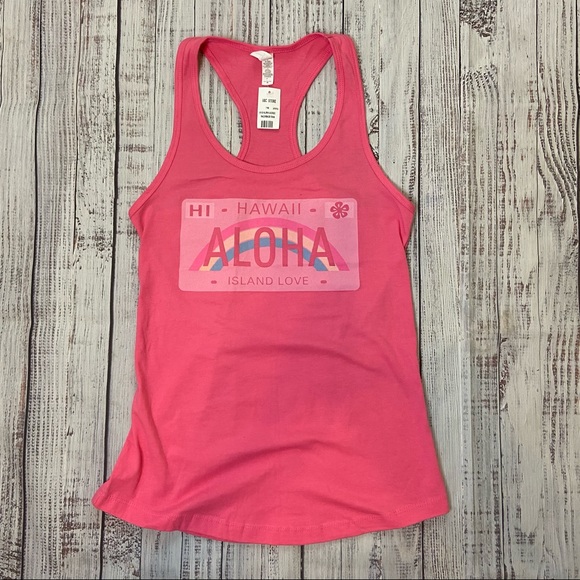 Tops - Hawaii Aloha Island Love Pink Tank Top. Size Medium. New With Tags.